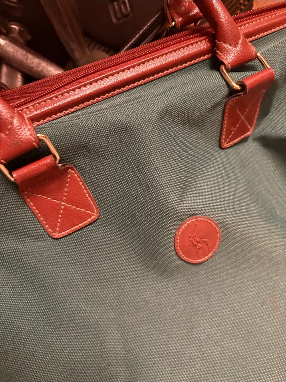 Vintage POLO carry-on  promo - large frame open top and wide bottom.